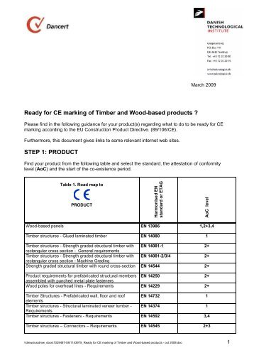 Ready for CE marking of Timber and Wood-based products - Danish ...