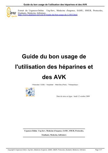 Guide du bon usage de l'utilisation des hÃ©parines et des AVK