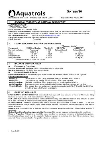 MSDS Sixteen 90 rev 02 3-05 - Amazon S3