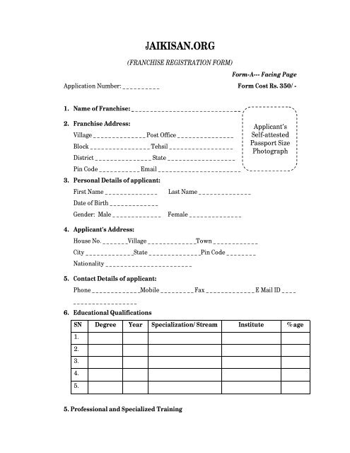 Application Form - JAIKISAN . ORG