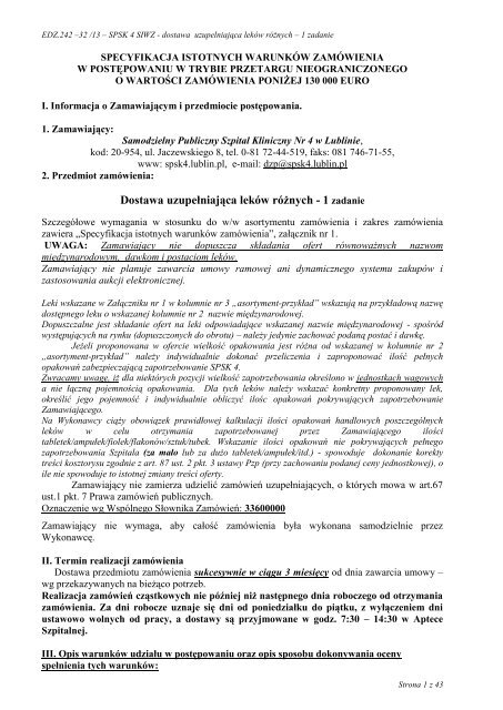 leki rÃ³Å¼ne-1 zadanie 3 m-ce 13.pdf - SPSK4 w Lublinie - Lublin