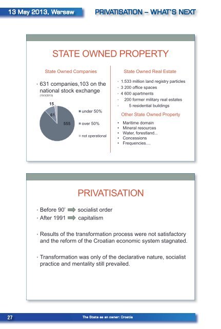 PRIVATISATION â WHAT'S NEXT 13 May 2013 - CASE