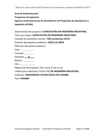 Informe de AutoevaluaciÃ³n del Programa de Licenciatura en ...