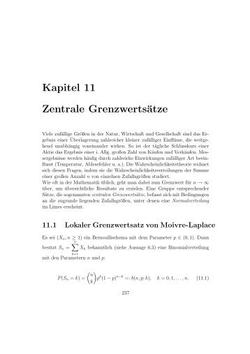 Kapitel 11 Zentrale Grenzwertsätze