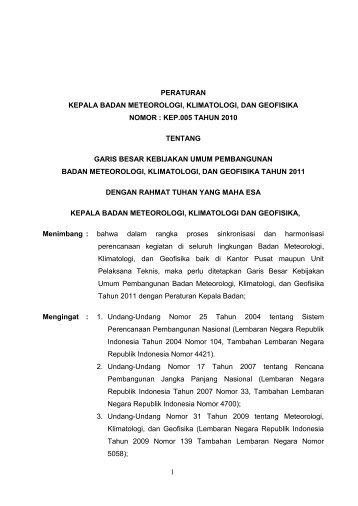 kep 05 tahun 2010 - BMG - BMKG