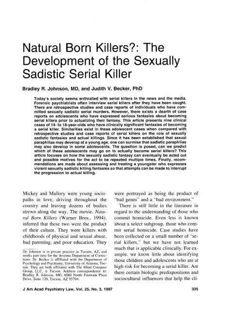 Natural Born Killers? - Journal of the American Academy of ...