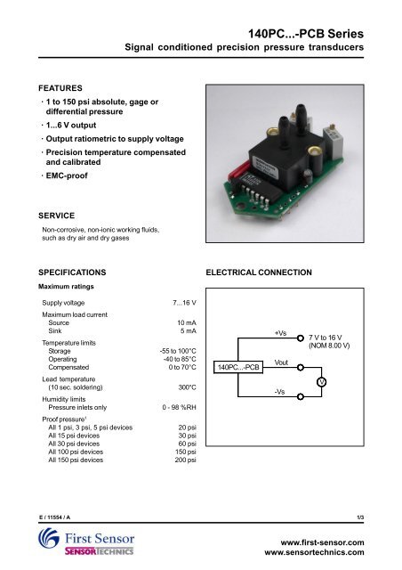 140PC...PCB pressure sensor - Sensortechnics