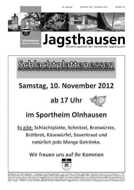 Nr. 45 - Mitteilungsblatt vom 07.11.2012 - in der Gemeinde ...