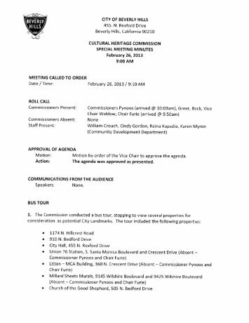 2-26-13 Special Meeting Minutes - the City of Beverly Hills