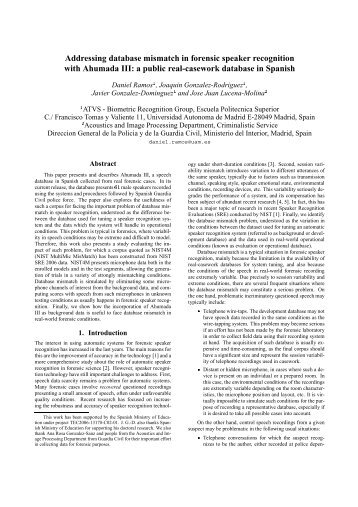 Addressing database mismatch in forensic speaker ... - ATVS