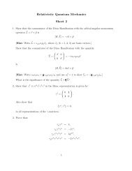 Relativistic Quantum Mechanics Sheet 2