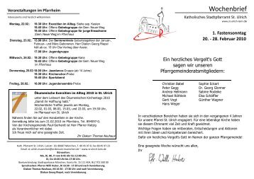 08. KW - 1. Fastensonntag - 20. - 28.02.10.10 - St. Ulrich