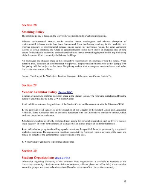 2006-2007 Student Handbook - University of the Incarnate Word