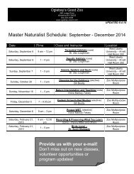 Oglebay's Good Zoo Master Naturalist Schedule ... - Oglebay Resort