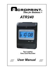 ATR240 Top Loading Time Card Recorder User Manual - Acroprint