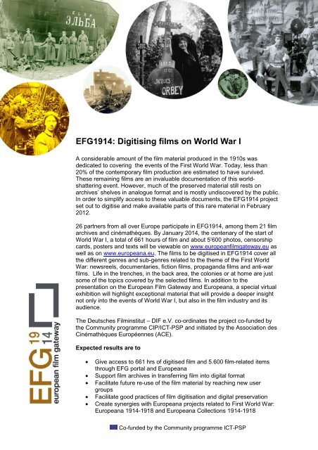 EFG1914: Digitising films on World War I - EFG1914 Project website
