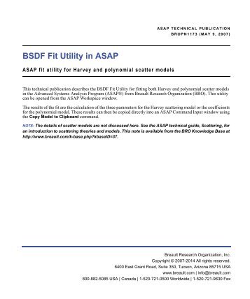 BSDF FIT UTILITY IN ASAP - Breault Research Organization, Inc.