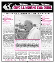 ONYO LA MWISHO KWA DUNIA - infonom