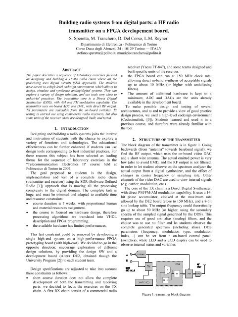 Building radio systems from digital parts - Politecnico di Torino