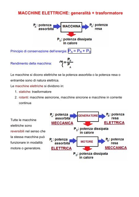 MACCHINE ELETTRICHE: generalità + trasformatore - Vfioraso.it