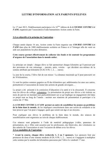 note d'information aux parents d'eleves - CollÃ¨ge Jacques Daguerre