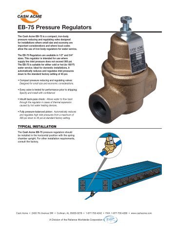 EB-75 Pressure Regulators - Cash Acme