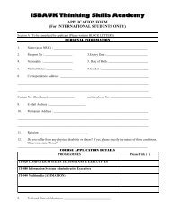 APPLICATION FORM - ISBAUK Thinking Skill College