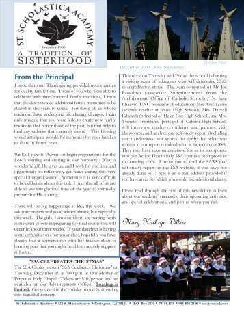 newsletter March 04 revised 3-2-04 - St. Scholastica Academy