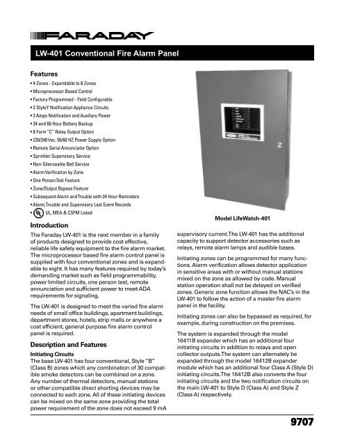 LW-401 Conventional Fire Alarm Panel - Siemens Building ...