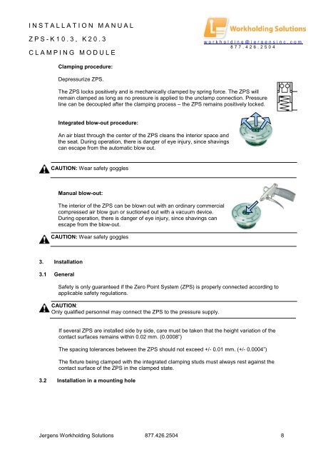 INSTALLATION MANUAL - Jergens Inc.