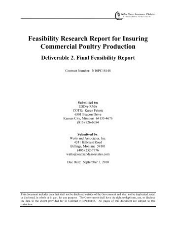 Feasibility research report for insuring commercial poultry production