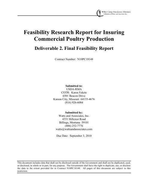 Feasibility research report for insuring commercial poultry production