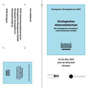 Strategisches Unternehmertum - Stuttgarter Strategieforum