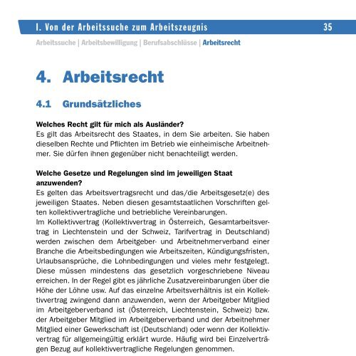 Arbeitssuche | Arbeitsbewilligung | Berufsabschlüsse | Arbeitsrecht