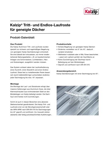 Kalzip® Tritt- und Endlos-Laufroste für geneigte Dächer