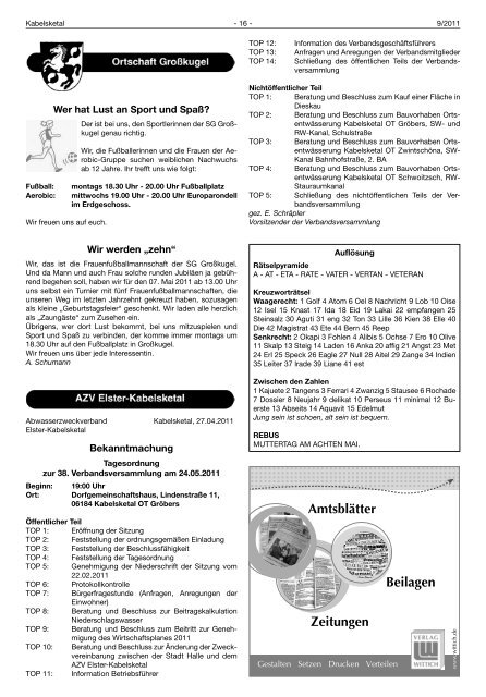 AMTSBLATT der Gemeinde Kabelsketal mit den Ortschaften ...