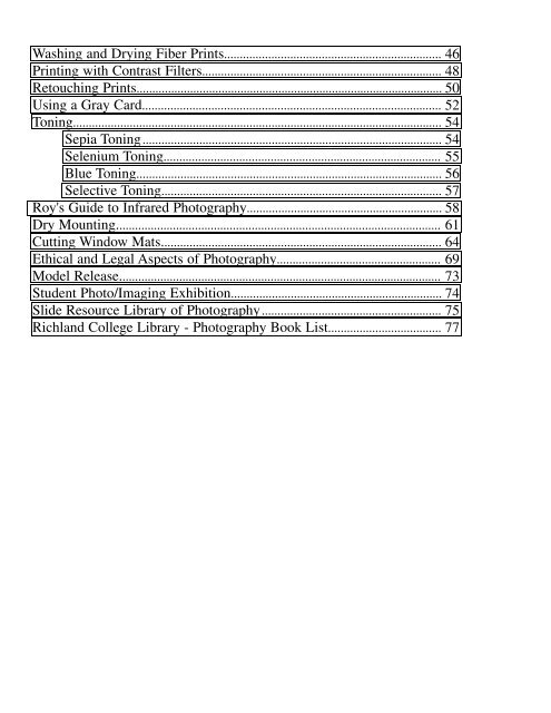 Photo Lab Manual (PDF) - Richland College