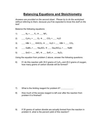 Balancing Equations and Simple Stoichiometry-KEY