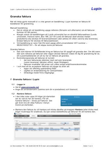 Lathund Granska faktura - Lunds universitet