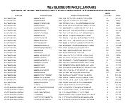 WESTBURNE ONTARIO CLEARANCE - Ontario Westburne