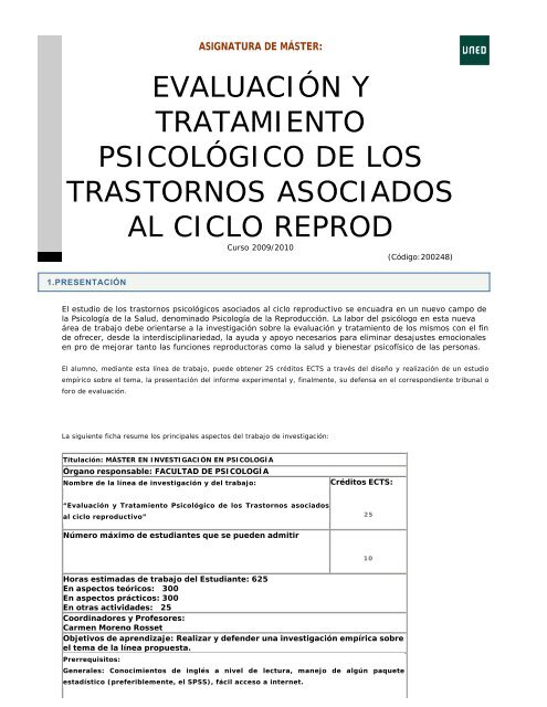 evaluaciÃ³n y tratamiento psicolÃ³gico de los trastornos ... - Inicio - Uned