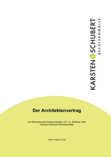 Der Architektenvertrag - Karsten + Schubert