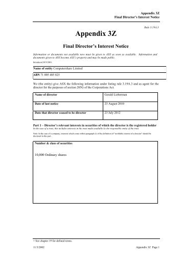 Final Director's Interest Notice - Computershare