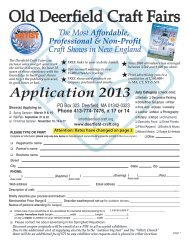 Application 2013 - Old Deerfield Craft Fairs