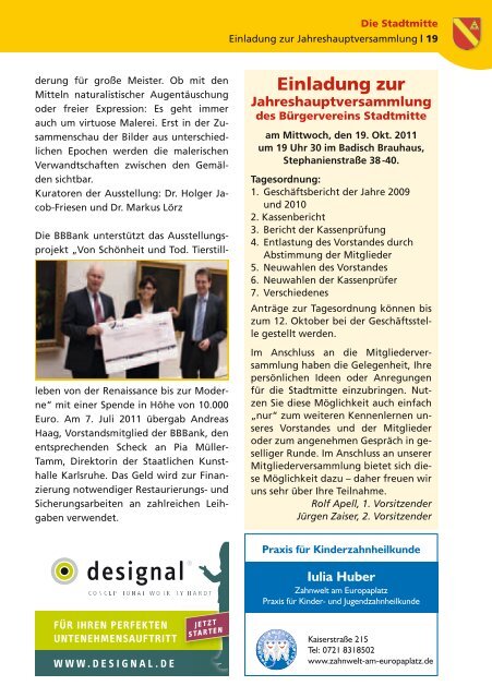 3.000 EUR 2. Preis: 1.500 EUR 3. Preis - Bürgerverein Stadtmitte e.V.