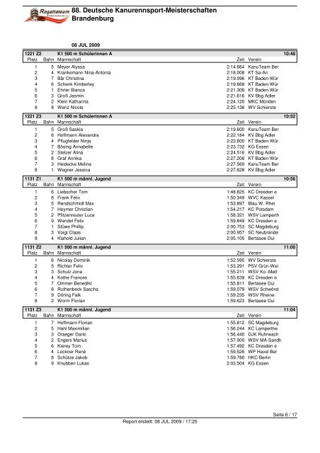 88. Deutsche Kanurennsport-Meisterschaften Brandenburg