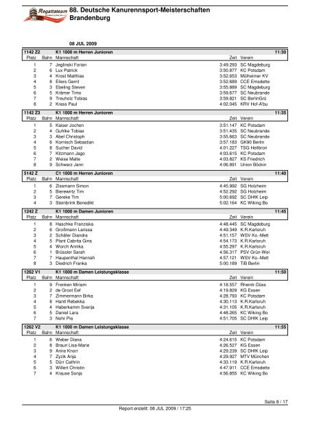 88. Deutsche Kanurennsport-Meisterschaften Brandenburg