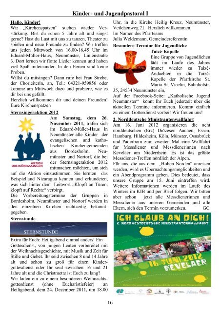 Weihnachtsbrief 2011 - St. Vicelin