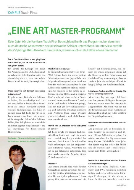 Ausgabe 4/2009 - Staufenbiel Karrieremagazin