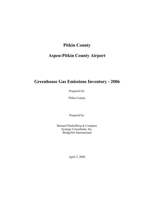 Aspen-Pitkin County Airport Greenhouse Gas Emissions Inventory ...